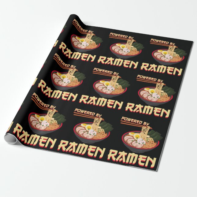 Powered By Ramen Japanese Anime Noodles Wrapping Paper (Unrolled)
