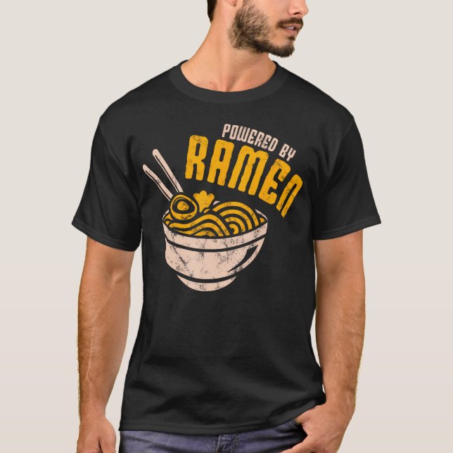 Powered By Ramen Japanese Love Anime Noodles T-Shirt (Front)