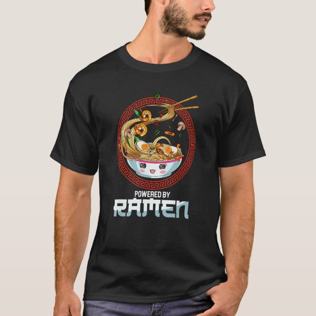 Powered By Ramen Korean Noodle Soup Japanese Asian T-Shirt (Front)