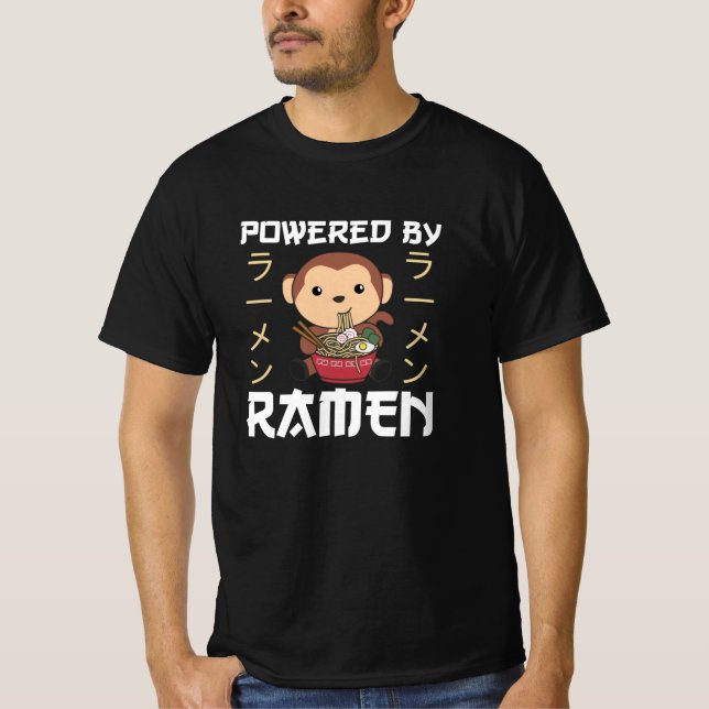 Powered By Ramen Sweet Monkey Eats Ramen T-Shirt (Front)