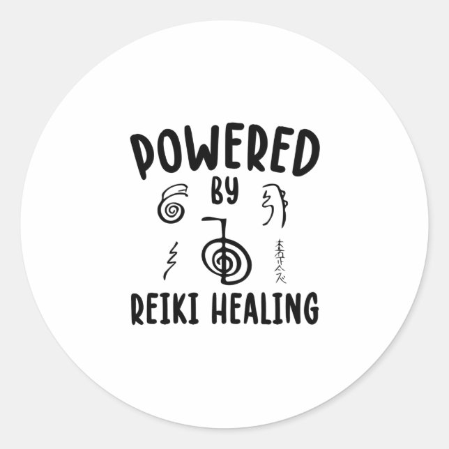 Powered by Reiki Healing | Gift Ideas Classic Round Sticker (Front)