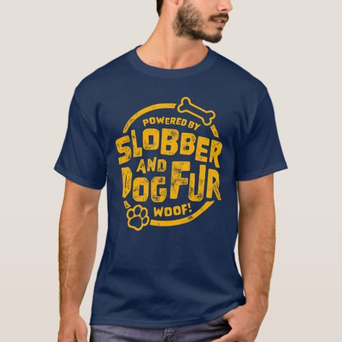 Powered by Slobber and Dog Fur Gold Mens Basic T_Shirt