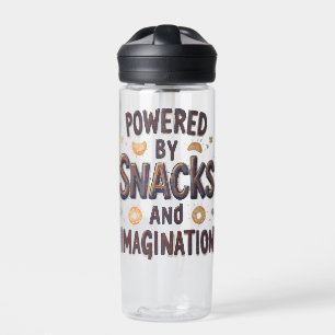 Powered by Snacks Imagination Funny Food Quote Typ Water Bottle