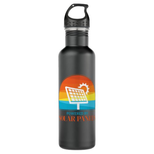 Powered By Solar Panels Photovoltaic Sun Stainless Steel Water Bottle