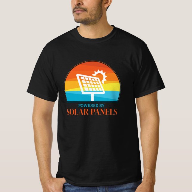 Powered By Solar Panels Photovoltaic Sun T-Shirt (Front)