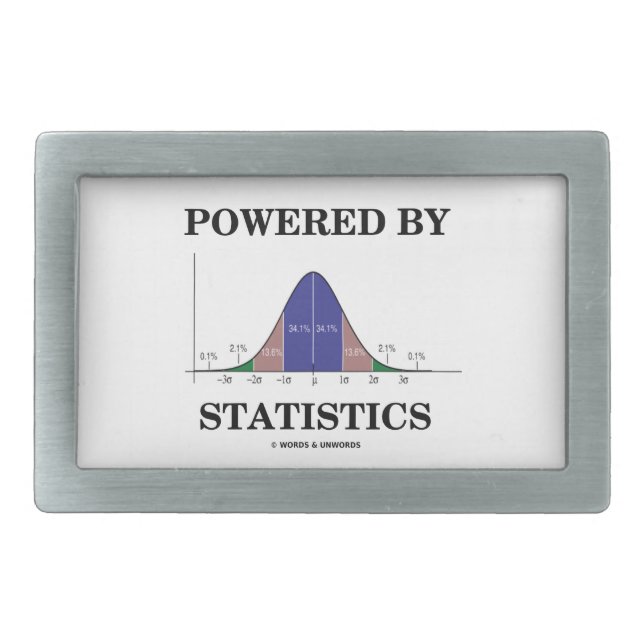 Powered By Statistics (Bell Curve Humor) Belt Buckle (Front)