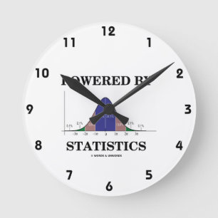 Powered By Statistics (Bell Curve Humor) Round Clock