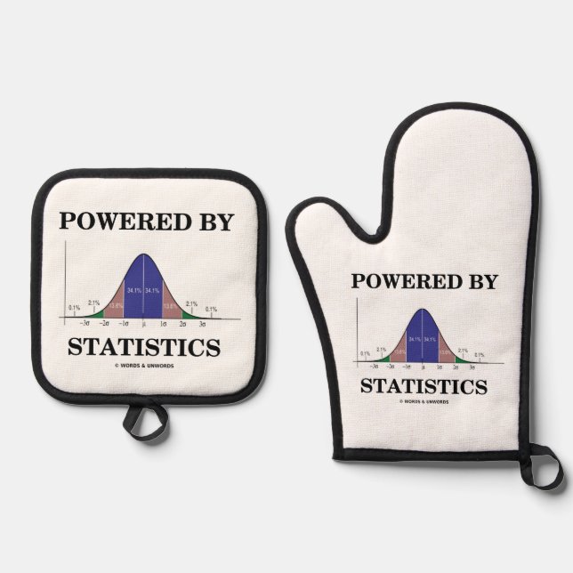 Powered By Statistics Bell Curve Stats Humor Oven Mitt & Pot Holder Set (Front)