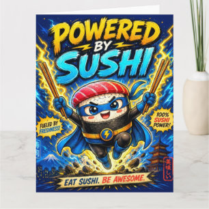Powered by Sushi – Cute Superhero Sushi Card