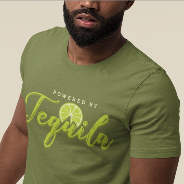 Powered by Tequila Lime Green Funny Party Gag T-Shirt (Funny Cute Bachelor Party Powered By Tequila Mens T-Shirt)