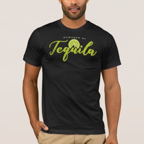 Powered by Tequila Lime Green Funny T_Shirt