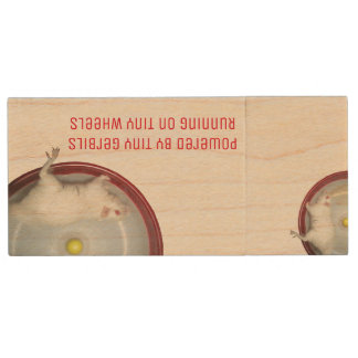 Powered by Tiny Gerbils Wood USB Flash Drive