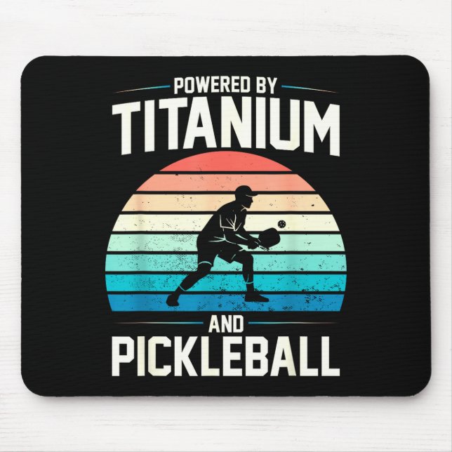 Powered by titanium pickleball funny knee hip mouse pad (Front)