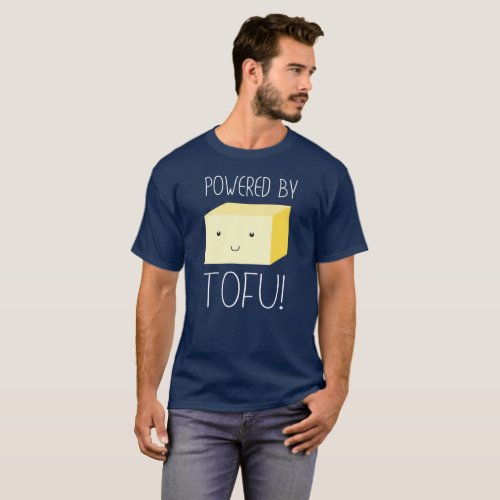 Powered by Tofu with Illustrated Smiling Tofu T_Shirt