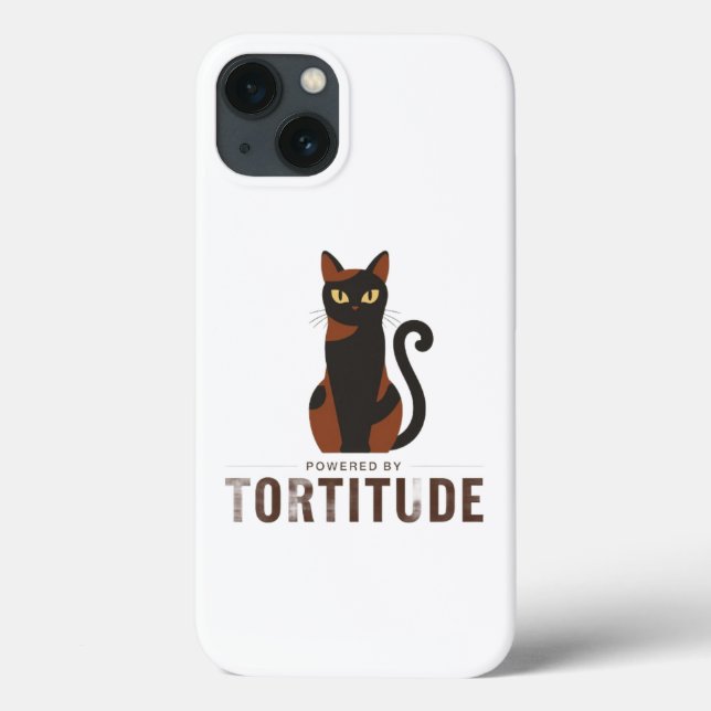 Powered by Tortitude Funny Cat Phone Case (Back)