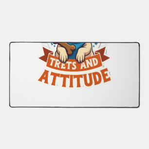 Powered By Treats And Attitude French Bulldog Vint Desk Mat