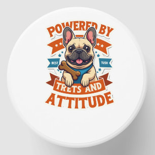 Powered By Treats And Attitude French Bulldog Vint Mini Candle Favors