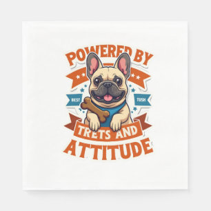 Powered By Treats And Attitude French Bulldog Vint Napkins