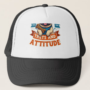 Powered By Treats And Attitude French Bulldog Vint Trucker Hat