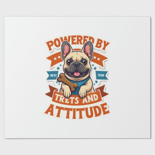Powered By Treats And Attitude French Bulldog Vint Wrapping Paper