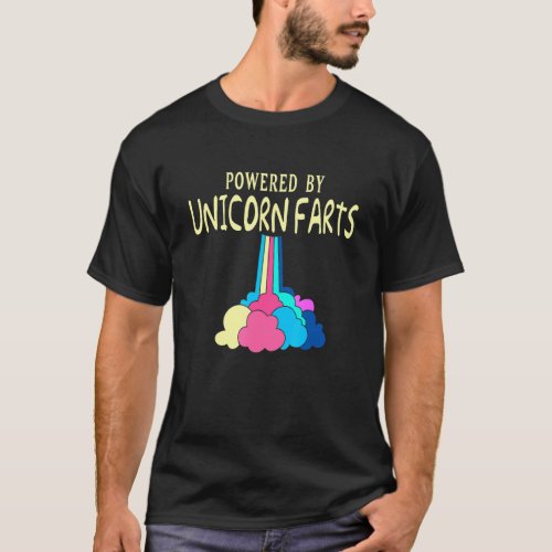 Powered By Unicorn Farts Rainbow Unicorn Farting K T_Shirt