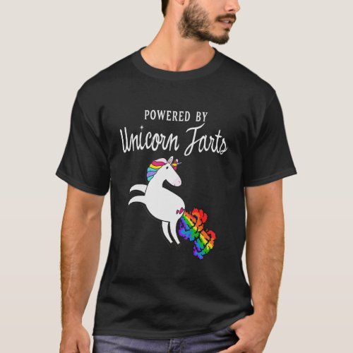 Powered By Unicorn Farts  Rainbow Unicorn Farting  T_Shirt