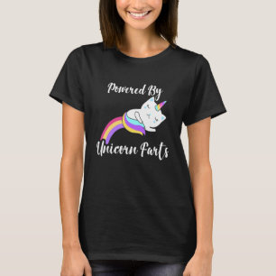 Powered By Unicorn Farts Unicorn Cat Farting Rainb T-Shirt