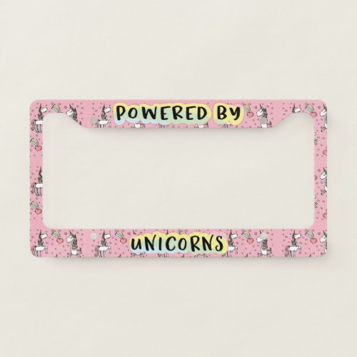 Powered By Unicorns License Plate Frame