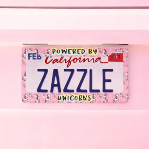 Powered By Unicorns License Plate Frame