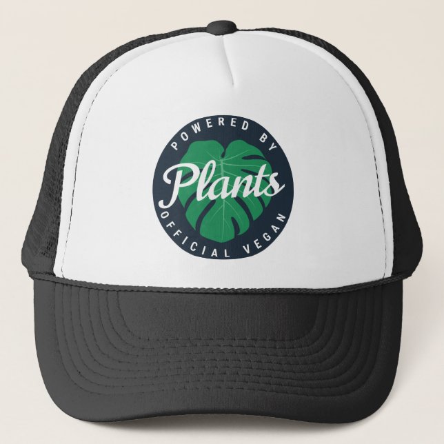 powered by vegan plants trucker hat (Front)