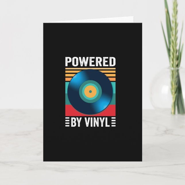 Powered By Vinyl Music Record Retro Vintage Card (Front)