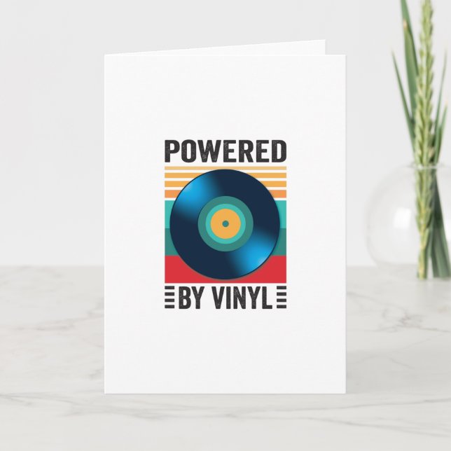 Powered By Vinyl Music Record Retro Vintage Card (Front)