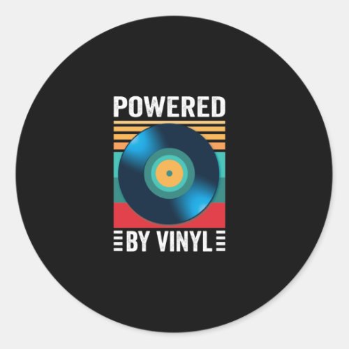 Powered By Vinyl Music Record Retro Vintage Classic Round Sticker