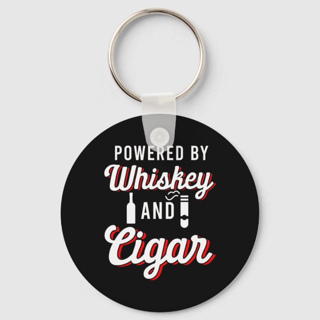 Powered By Whiskey Cigar Smoker Tobacco Humidor Gi Keychain (Front)