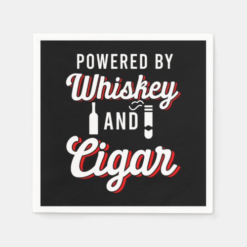 Powered By Whiskey Cigar Smoker Tobacco Humidor Gi Napkins