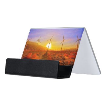 Powered By Wind Desk Business Card Holder by usdeserts at Zazzle