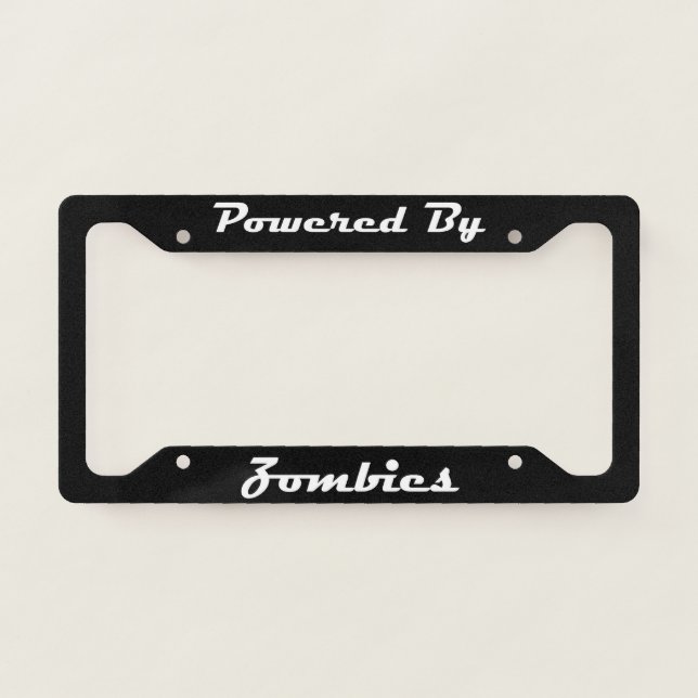 Powered By Zombies License Plate Frame (Front)