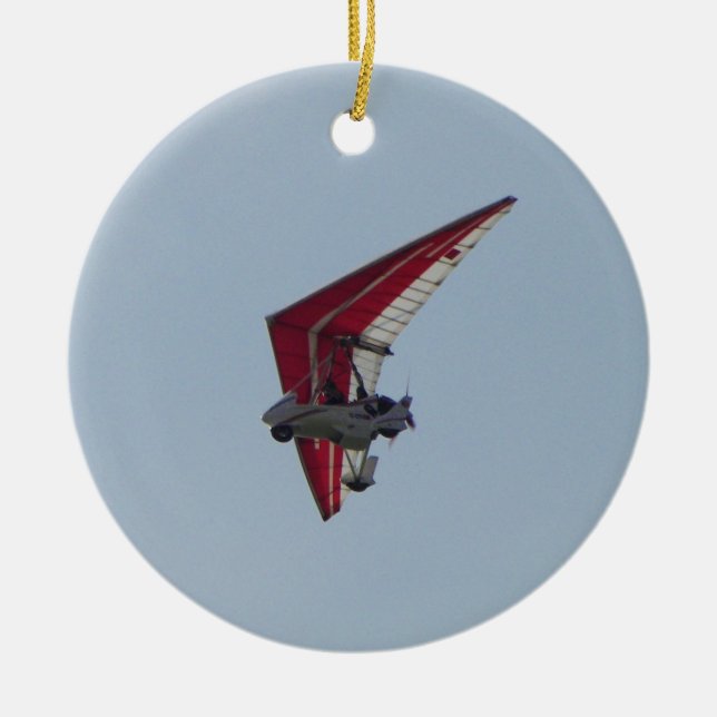 Powered hang glider ceramic ornament (Front)