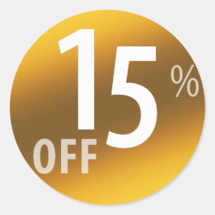 Powerful 15% OFF SALE Sign Gold Classic Round Sticker