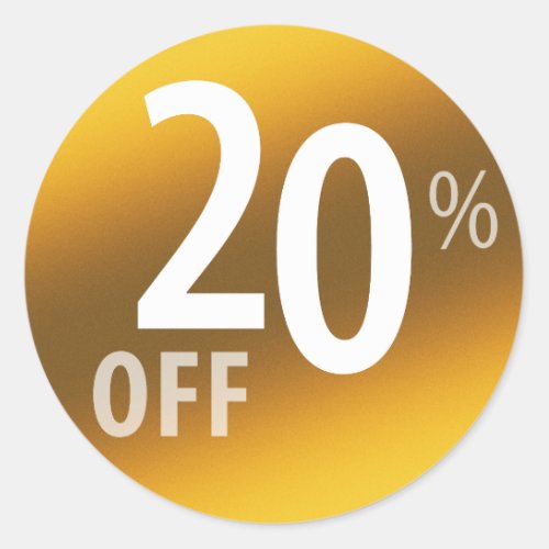 Powerful 20 OFF SALE Sign  Gold Classic Round Sticker