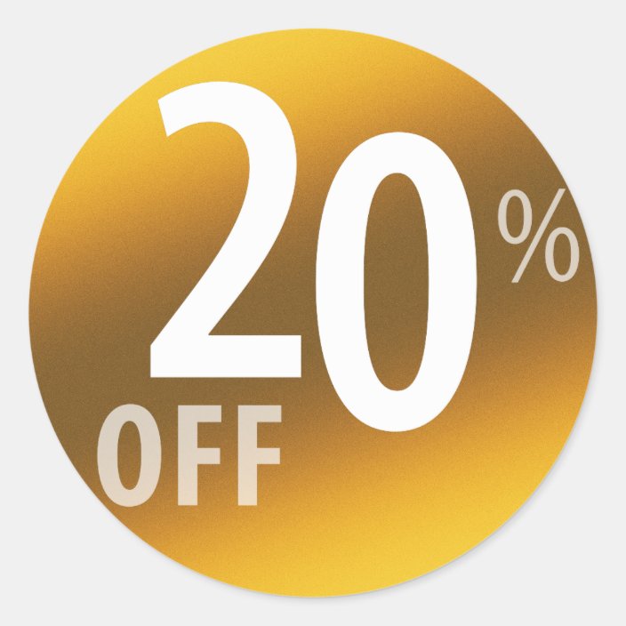 Powerful 20% OFF SALE Sign | Gold Classic Round Sticker | Zazzle.com