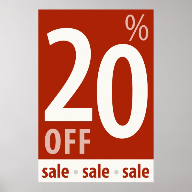 Powerful 20% OFF SALE Sign - retail sales poster (Front)