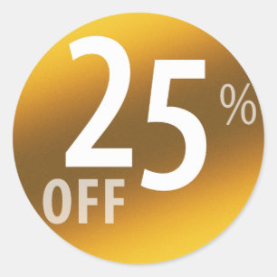 Powerful 25% OFF SALE Sign Gold Classic Round Sticker