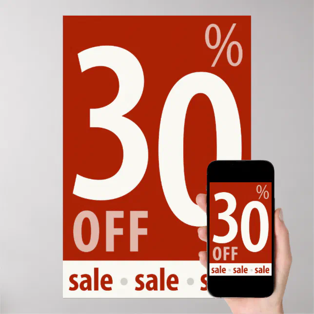 Powerful 30% OFF SALE Sign - retail sales poster | Zazzle