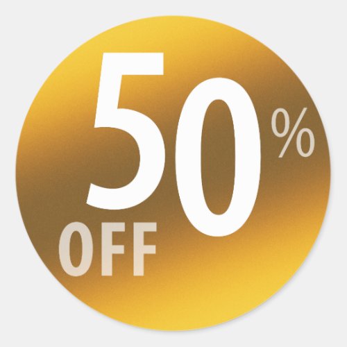 Powerful 50 OFF SALE Sign  Gold Classic Round Sticker