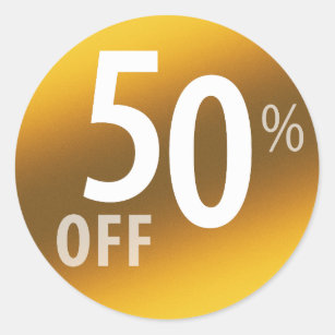 Powerful 50% OFF SALE Sign   Gold Classic Round Sticker