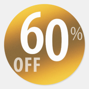 Powerful 60% OFF SALE Sign Gold Classic Round Sticker