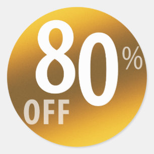 Powerful 80% OFF SALE Sign Gold Classic Round Sticker