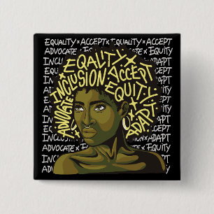 Powerful Afro Art on Equity and Inclusion  Button