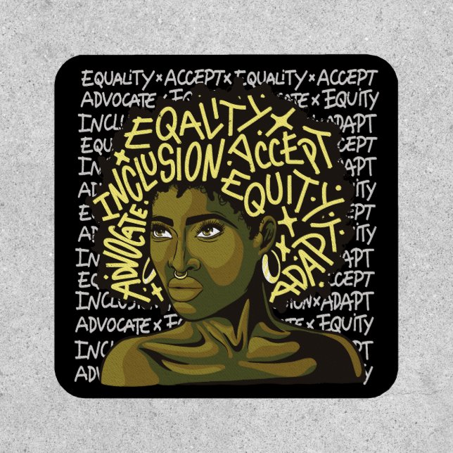 Powerful Afro Art on Equity and Inclusion  Patch (Front)